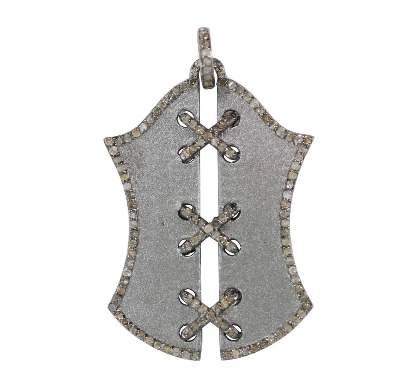 Silver Pave Diamond Pendant .925 Oxidized Sterling Silver Diamond Pendant, Genuine handmade pave diamond Pendant Size 40 x 28 MM