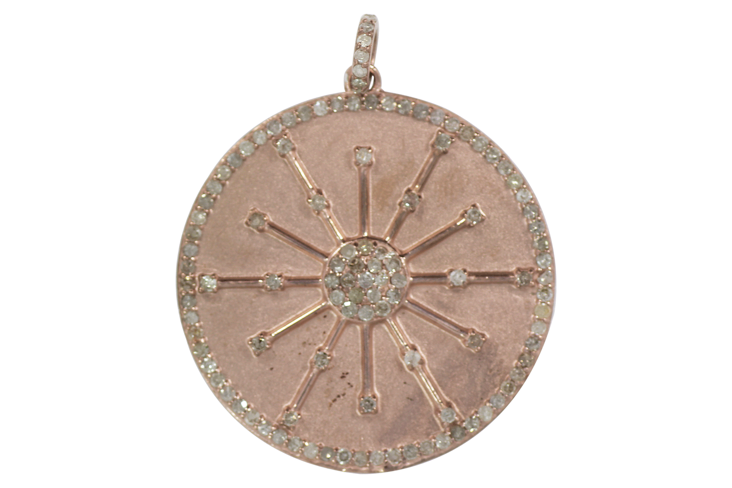 Round Shape Silver Pave Diamond Pendant