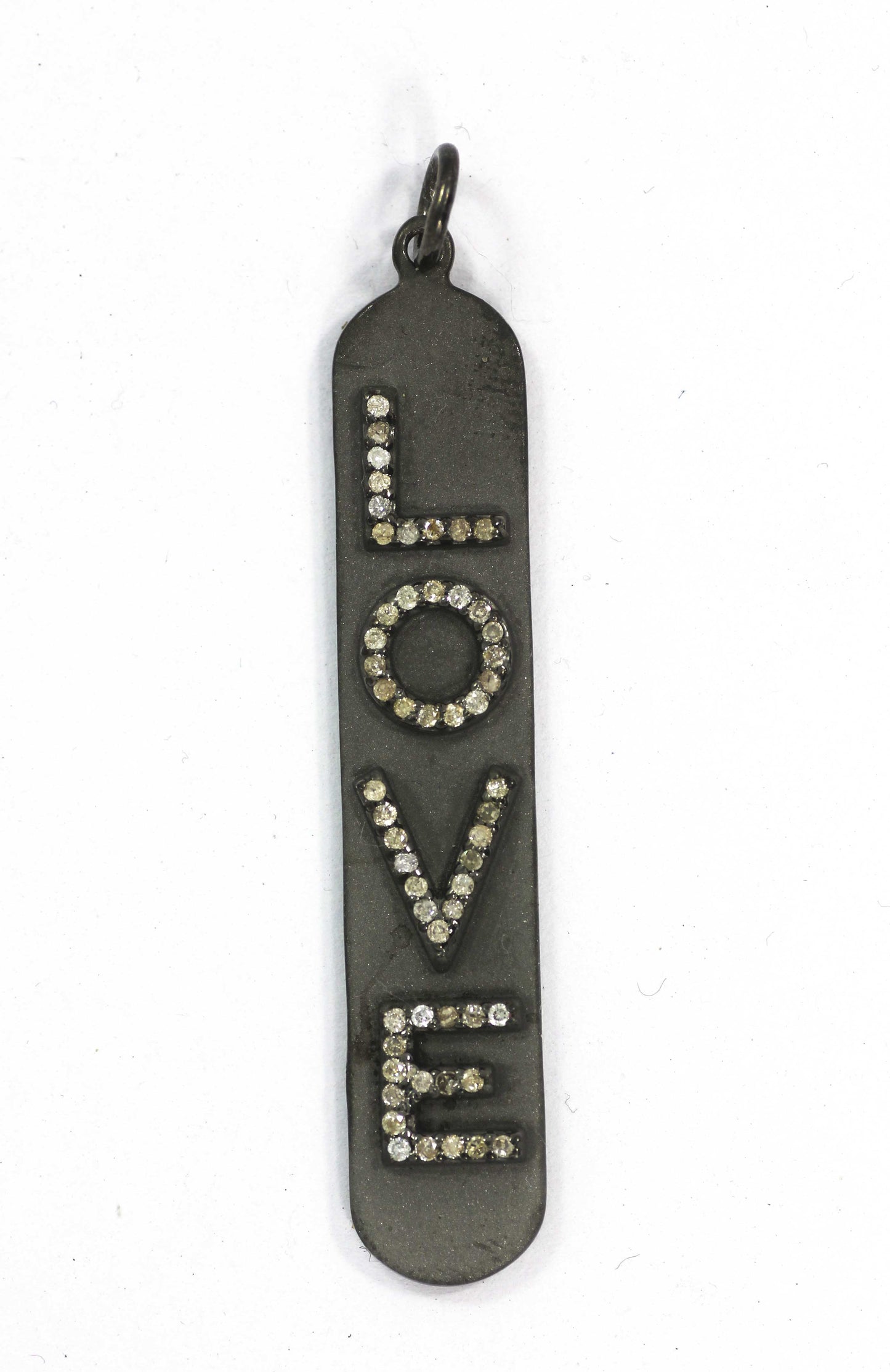 Love Diamond Charm .925 Oxidized Sterling Silver Diamond Charms, Genuine handmade pave diamond Charm .