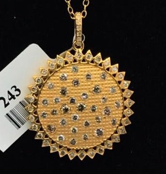 Round Sun Burst Diamond Pendant