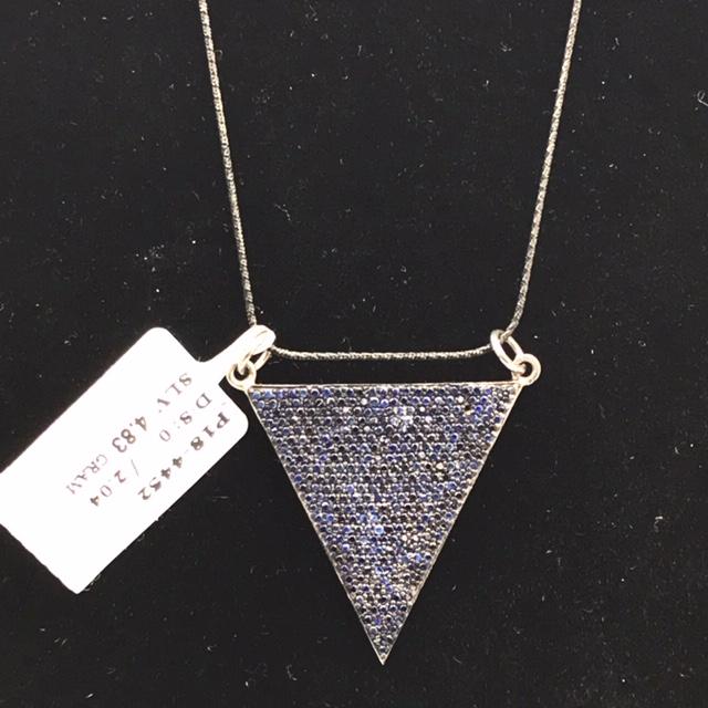 Triangle Shape Diamond Pendant, .925 Oxidized Sterling Silver Diamond Charms, Genuine handmade pave diamond Charm Size Approx 1.20"(30 x 30 MM)