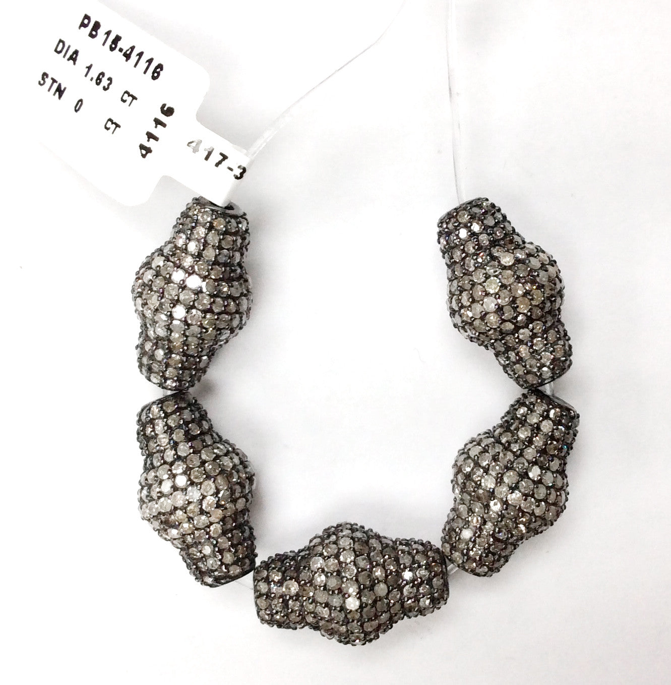Fancy Shape Silver Pave Diamond Beads