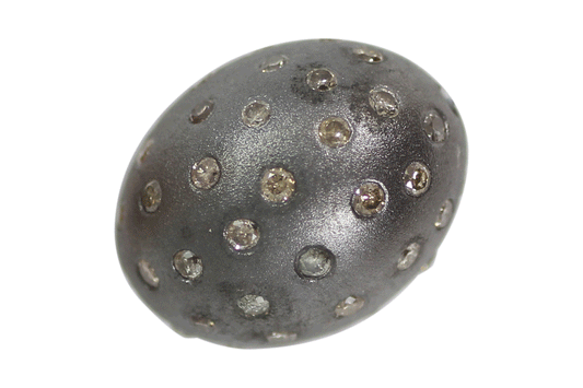 Oval Diamond Bead .925 Oxidized Sterling Silver Diamond Beads, Genuine handmade pave diamond Beads Size Approx 12x15 MM