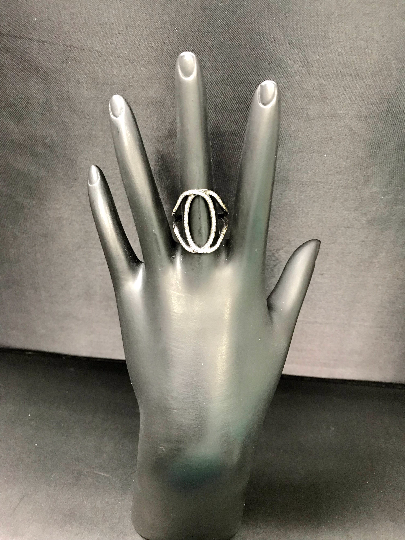 Diamond Round Loop Diamond Ring, Pave Diamond Ring, Pave Round Loop Ring, Approx 21 x 19mm. Sterling Silver