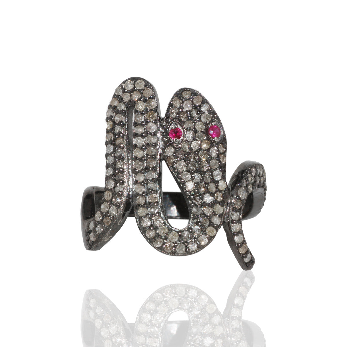 Snake Pave Diamond Ring .925 Oxidized Sterling Silver Diamond Ring, Genuine handmade pave diamond Ring Size Approx 0.96"(18 x 24 MM)