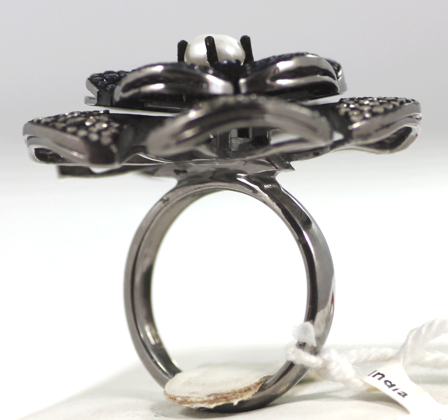 Silver Pave Diamond Ring .925 Oxidized Sterling Silver Diamond Ring, Genuine handmade pave diamond Ring Size Approx 1.40"(35 MM)