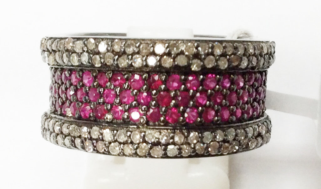 Pave Diamond Ring .925 Oxidized Sterling Silver Diamond Ring, Genuine handmade pave diamond Ring Size Approx 0.88"(10 x 22 MM)