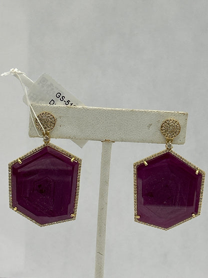 Ruby 14k Gold Diamond Earring