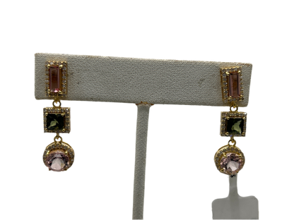 14k Gold Tourmaline Diamond Earring