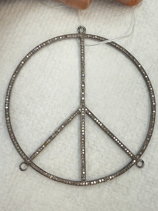 Peace Sign Diamond Connector And Pendant