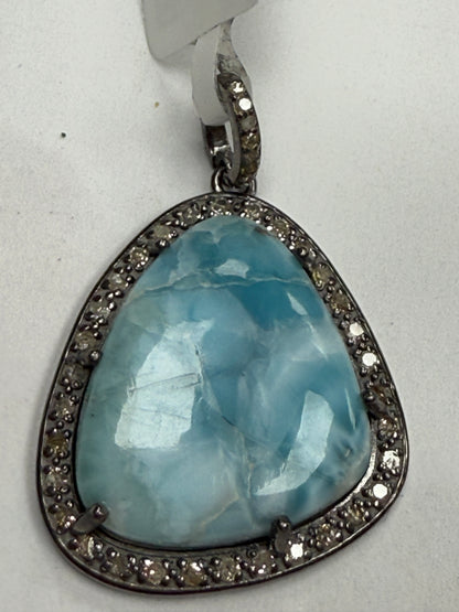 Larimar Diamond Pendant