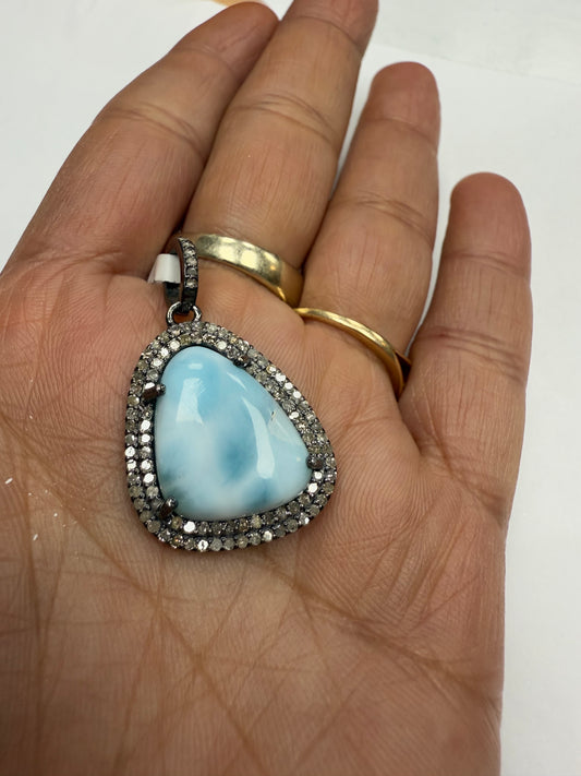 Larimar Diamond Pendant