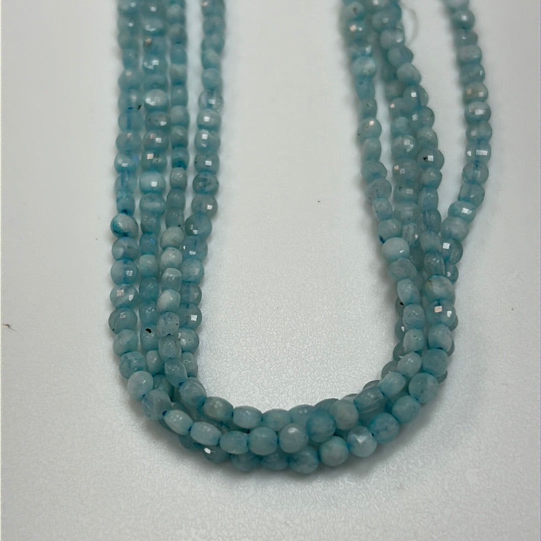 Aquamarine Beads Faceted Coin