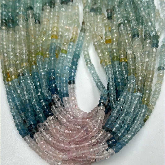 Aquamarine Beads Faceted Roundelle
