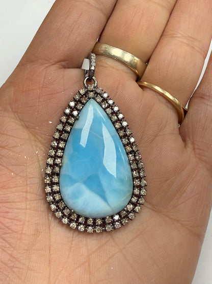 Larimar Diamond Pendant