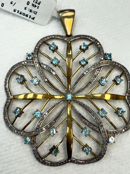 Flower Silver and Diamond Pave  PENDANT & CHARMS