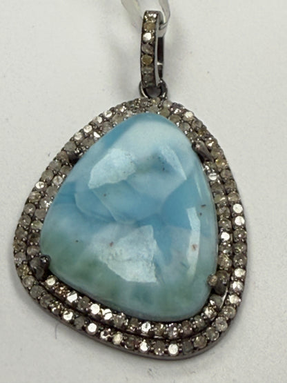 Larimar Diamond Pendant