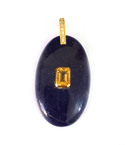 Sodalite Silver Pave Diamond Pendant