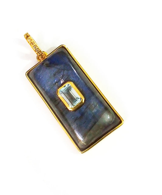 Rectangle Silver Pave Diamond Pendant