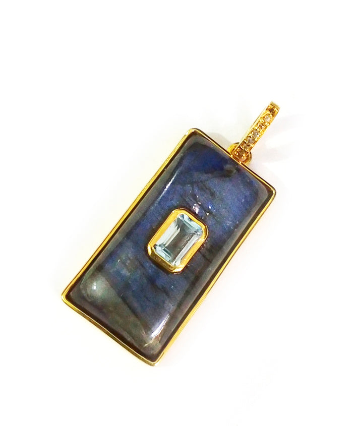 Rectangle Silver Pave Diamond Pendant