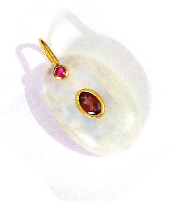 White Rainbow Silver Pave Diamond Pendant