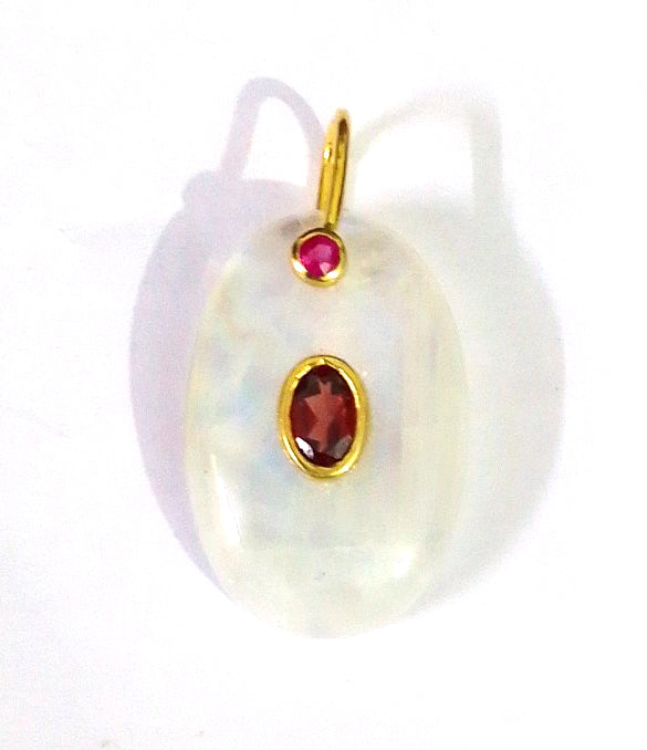 White Rainbow Silver Pave Diamond Pendant