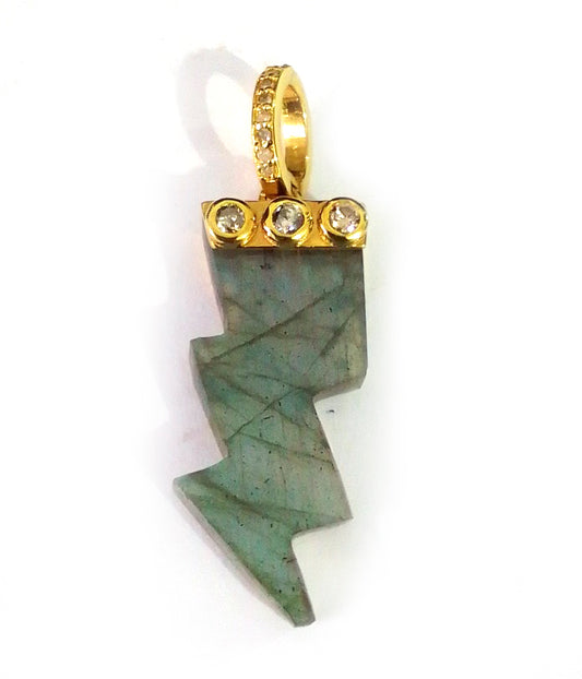 Labradorite Pave Diamond Pendant