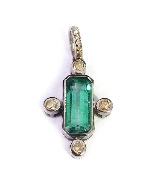 GREEN KYNITE Pave Diamond Pendant