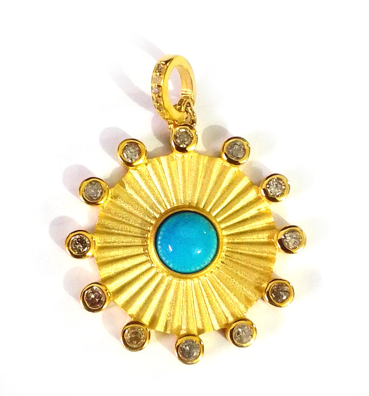 Round Silver Pave Diamond Pendant