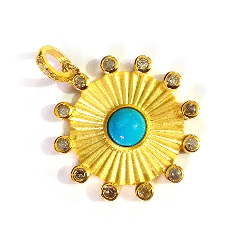 Round Silver Pave Diamond Pendant