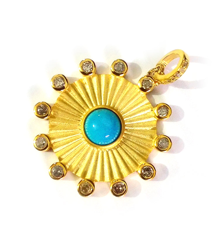 Round Silver Pave Diamond Pendant