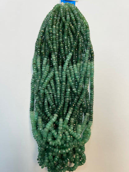 Emerald Faceted Wheel Beads, Faceted Beads