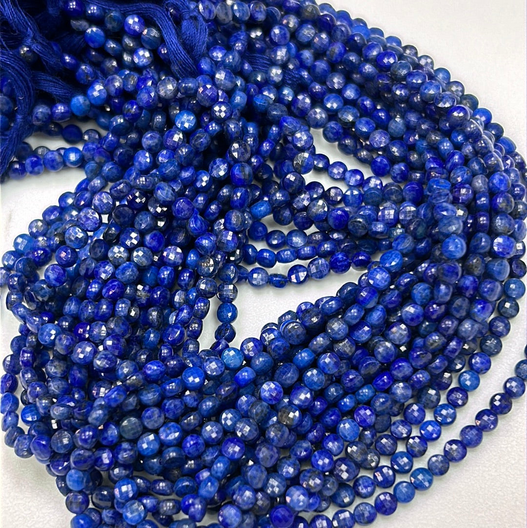 Lapis Lazuli Beads Faceted Coin