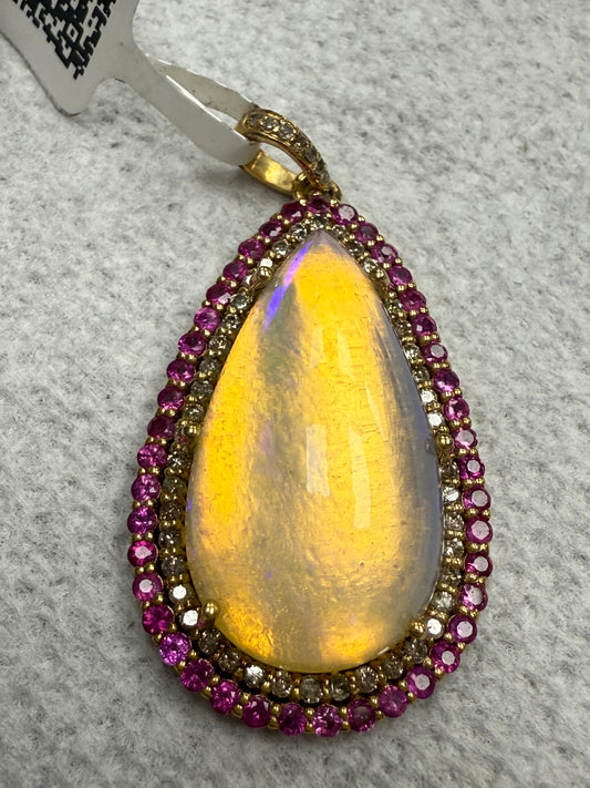 Opal Ruby Diamond Pendant