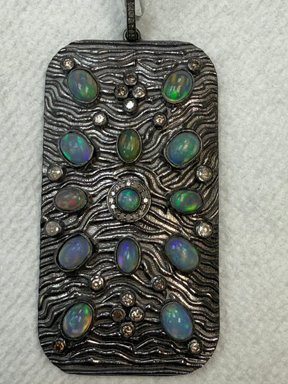 Silver and Diamond Pave  PENDANT & CHARMS With Stone