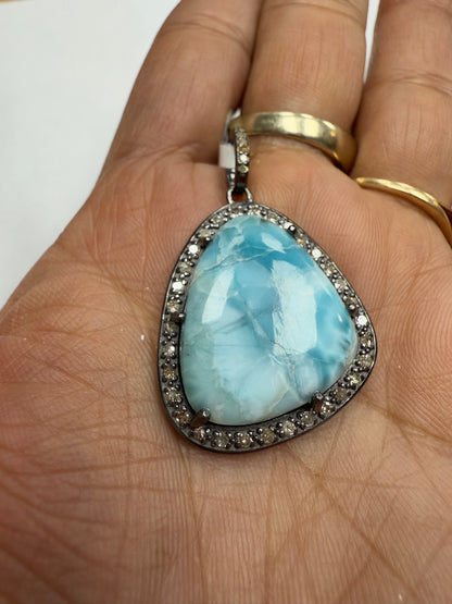 Larimar Diamond Pendant
