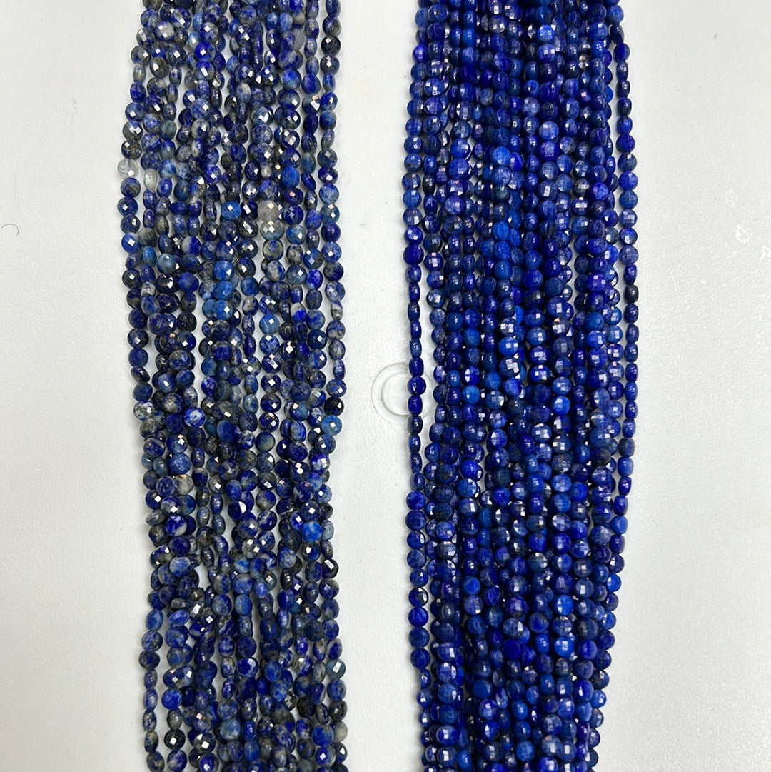 Lapis Lazuli Beads Faceted Coin