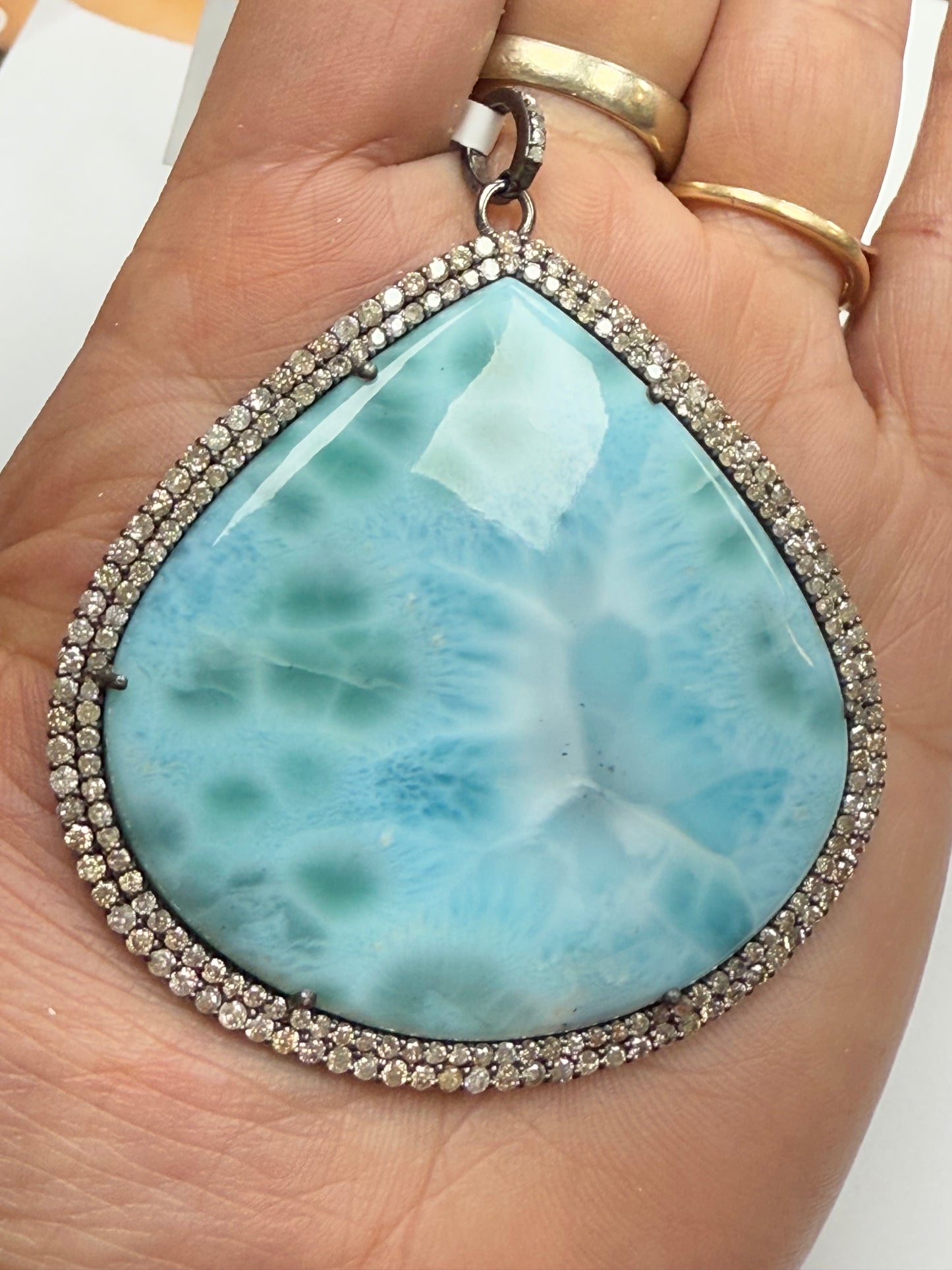 Larimar Diamond Pendant