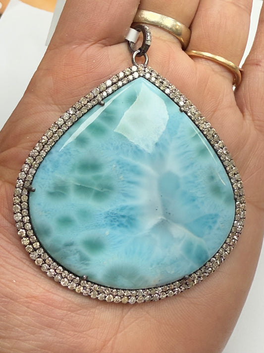 Larimar Diamond Pendant