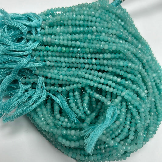 AMAZONITE BLUE BEADS RUONDELLE FACETED 3-4MM