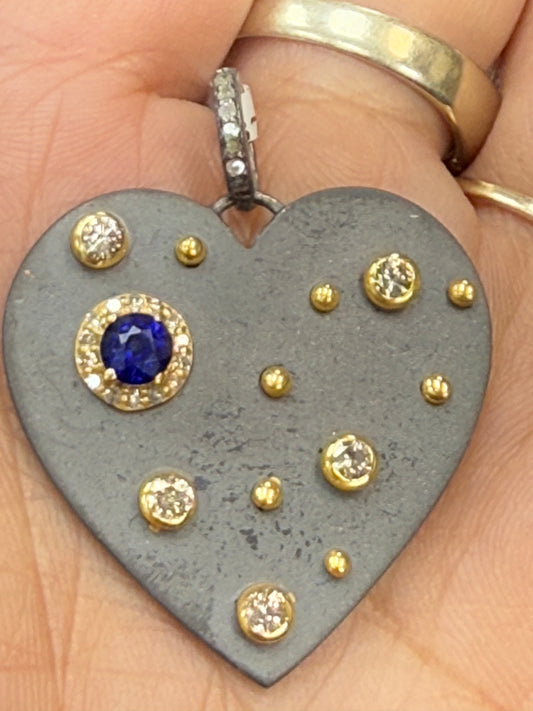 Matte Heart Diamond Pendant