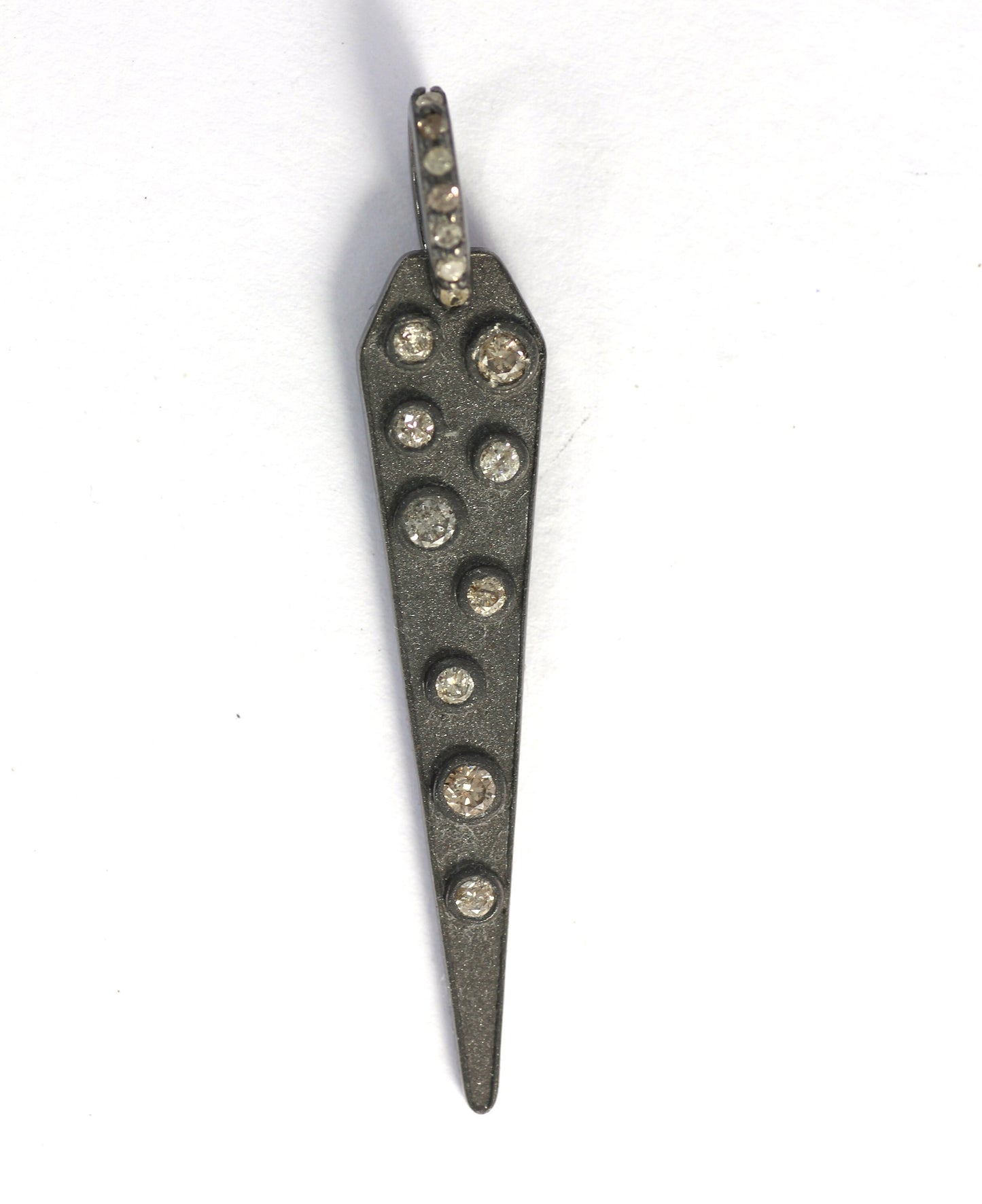 Spike Shape Diamond Pendant .925 Oxidized Sterling Silver Diamond Pendant, Diamond Pendant.