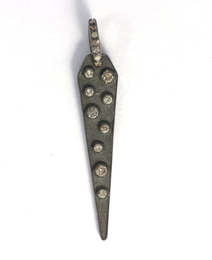 Spike Shape Diamond Pendant .925 Oxidized Sterling Silver Diamond Pendant, Diamond Pendant.