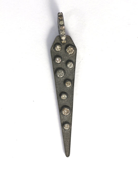 Spike Shape Diamond Pendant .925 Oxidized Sterling Silver Diamond Pendant, Diamond Pendant.
