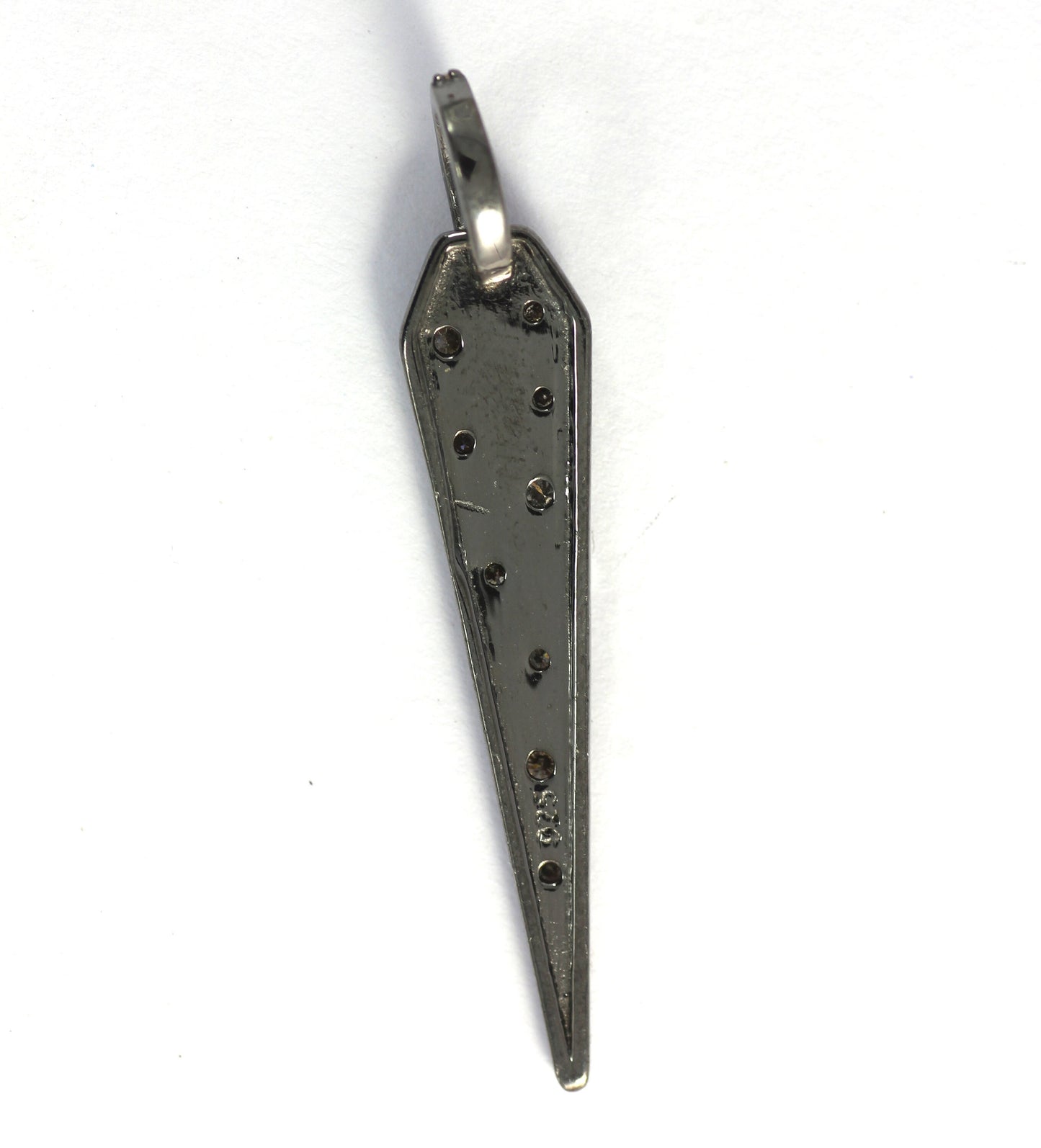 Spike Shape Diamond Pendant .925 Oxidized Sterling Silver Diamond Pendant, Diamond Pendant.