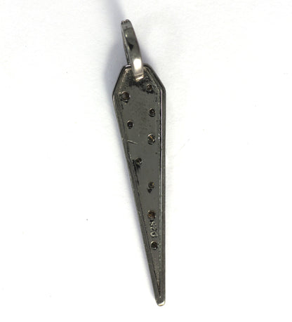 Spike Shape Diamond Pendant .925 Oxidized Sterling Silver Diamond Pendant, Diamond Pendant.