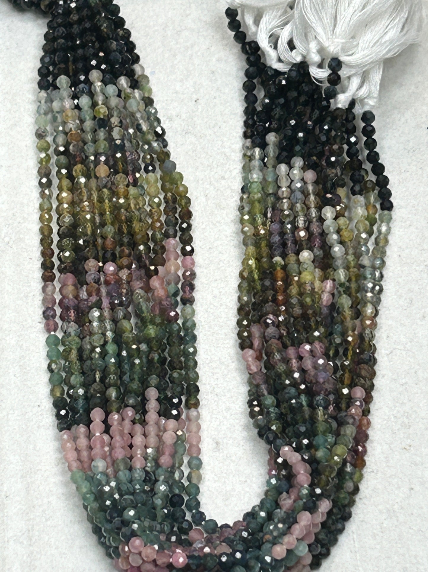TOURMALINE BEADS ROUND FACETED 3-4MM