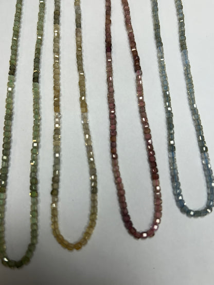Multi Color Zircon Faceted Square, Natural Zircon faceted box, faceted cube.