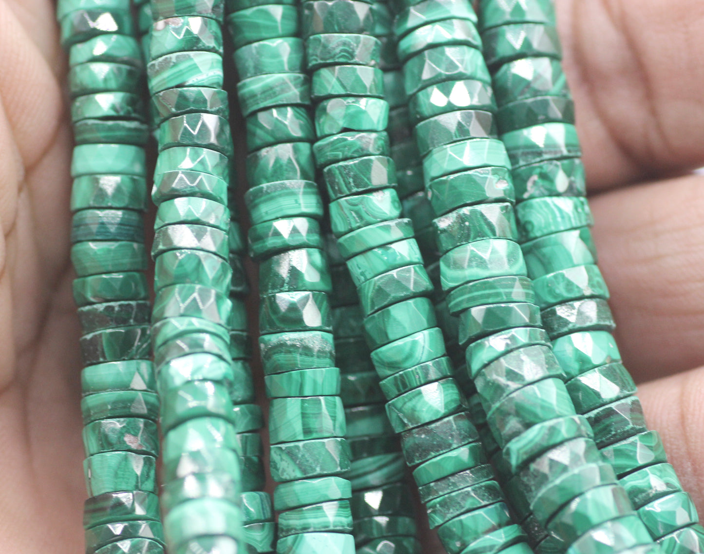 Malachite Faceted Wheel Beads,Faceted Beads
