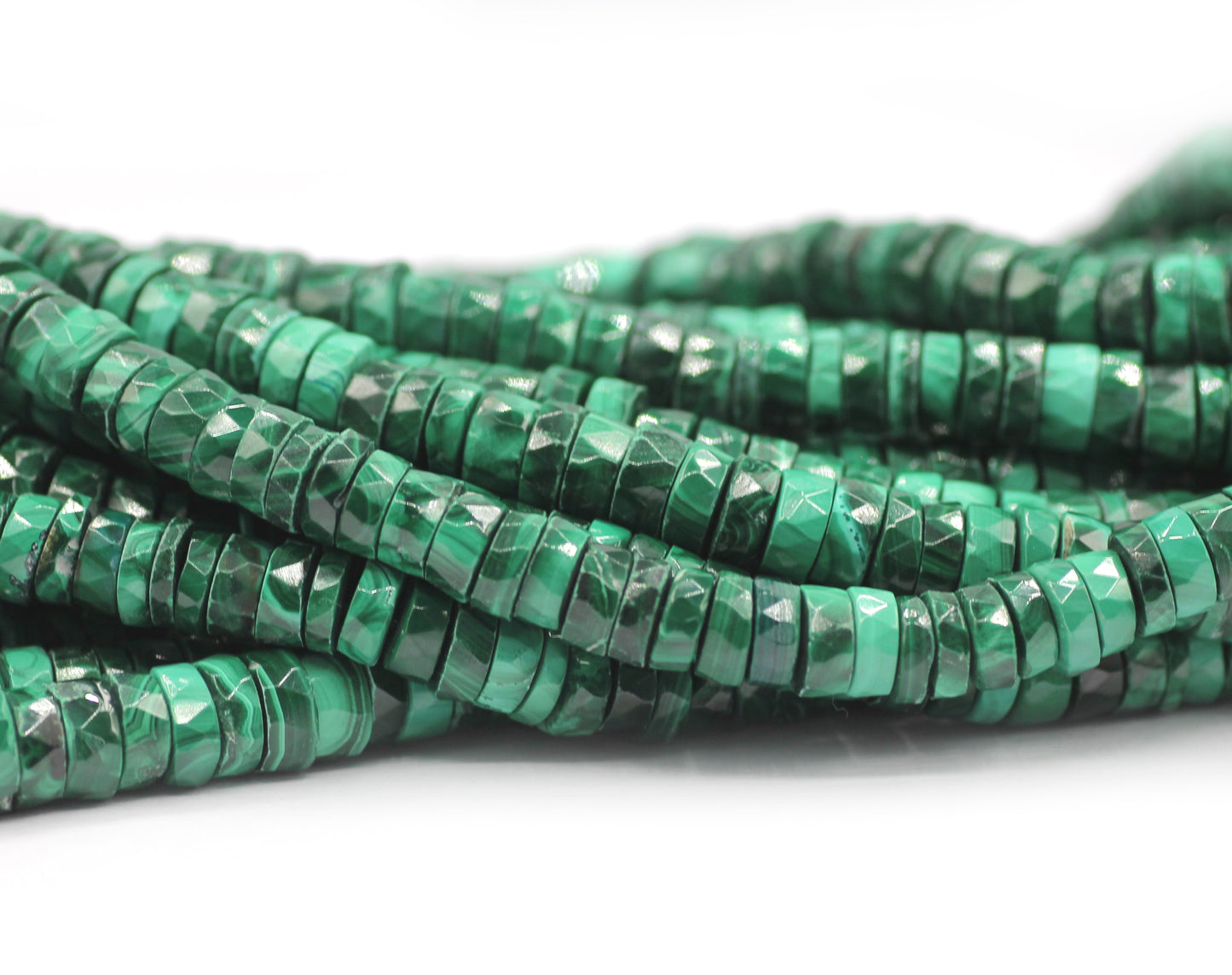 Malachite Faceted Wheel Beads,Faceted Beads